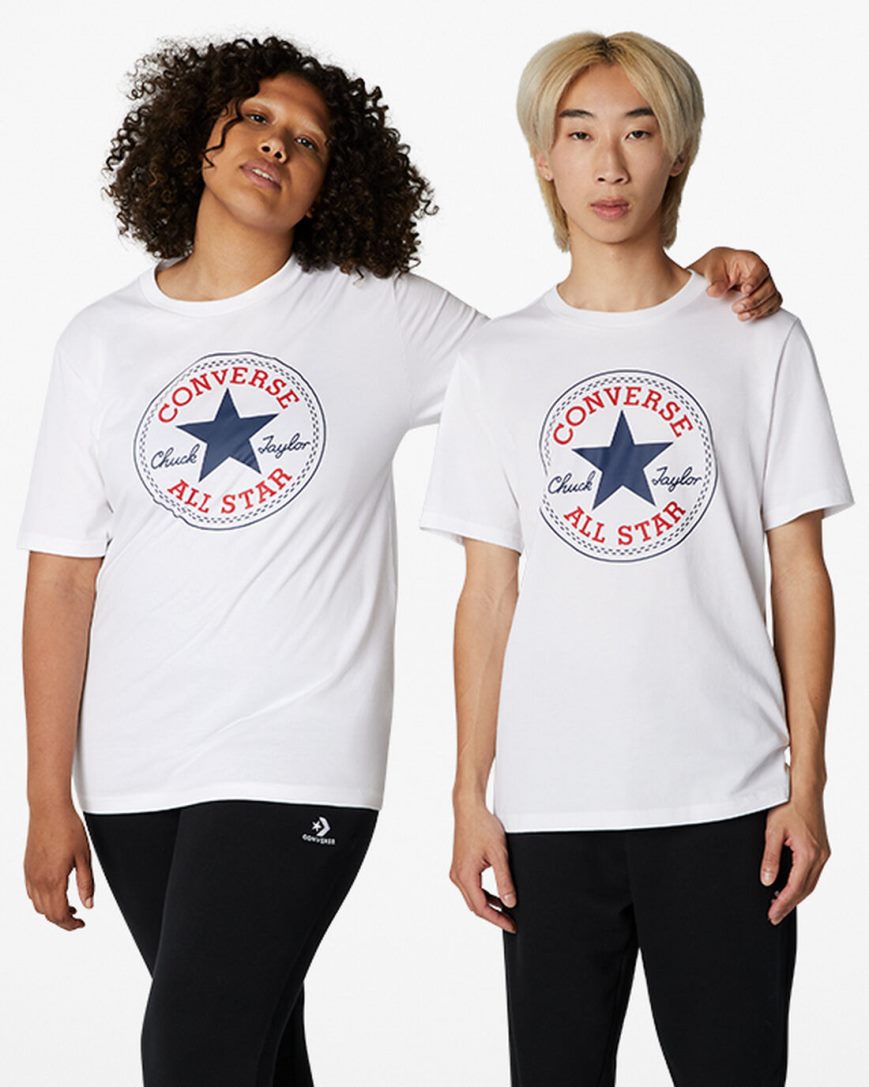 Men\'s Converse Go-To Chuck Taylor Classic Patch Standard Fit T-Shirts White | AU 63C19W